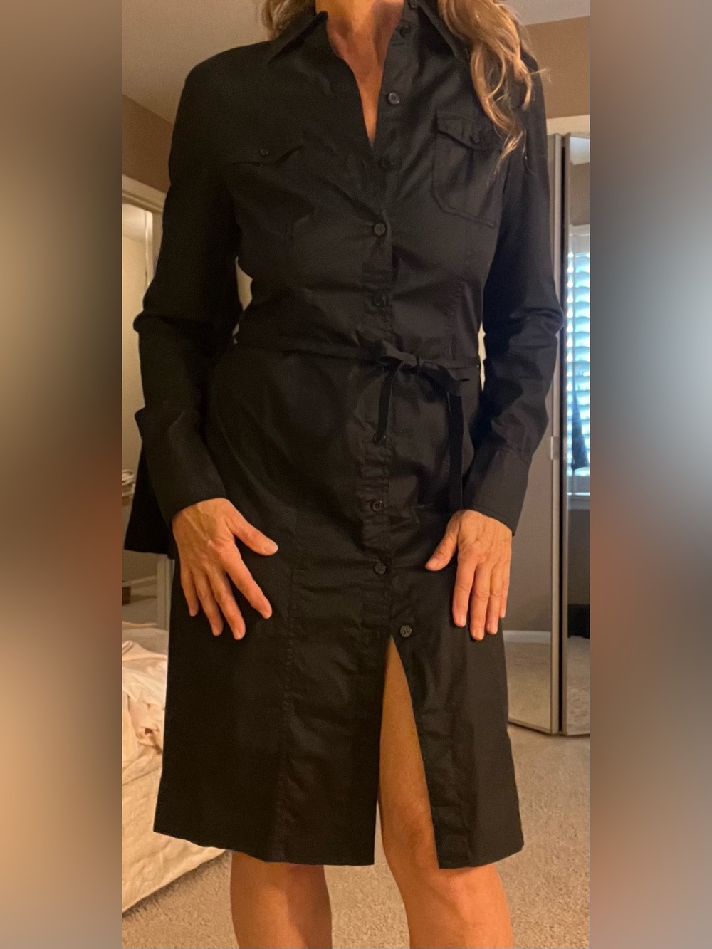 Esprit Classic Black Button-Front Shirt Dress